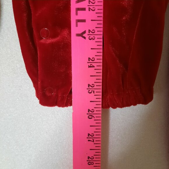 Vintage Rare Editions Christmas Red Velvet Romper, Lace, Ribbons, Holiday Jumper - Picture 12 of 13